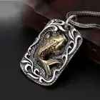 Lucky Sterling Pattern Chinese Silver Koi Retro Craved 18g Pendant Oblong Fish