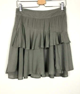 PORTMANS *NEW* Sz 8 Grey Ruffle Layer Womens Summer Casual Mini Short Skirt
