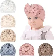 [SEAUR] Baby Girls' Turban Newborn Hats Cotton Bow Beanie Spring Toddlers Kids Headwraps Infant Caps