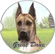 ES Pets Absorbent Stoneware Car Cup Holder Coaster, Great Dane