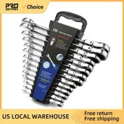 Flex Head Ratcheting Wrench Set SAE1/4"-7/8"14-Piece Chrome Vanadium Steel Combi