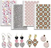 OLYCRAFT Leopard Print Transfer Paper 4 Design 24 Pcs Transfers Paper for Vintage Flower Polymer Clay Transfers Sheets Grid Transfer Papers Small Ceramic Decals for Earrings Jewelry Making