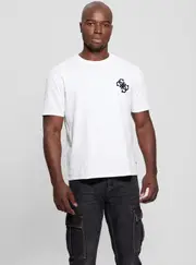 GUESS White Bandana Applique T-Shirt Size: Large, Cotton