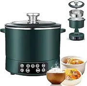 Low Sugar Rice Cooker, 3L Automatic Lifting Small Rice Cooker with Stainless Steel Steamer Basket, 5 Adjustable Firepower, Split Slow Cooker for Families Green