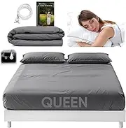 Earthing Grounding Sheets Queen Size (Grey) - 400 Thread Count Soft Earthing Grounding Sheet w/Cotton, & Silver Fiber- Earthing Sheets Grounding with Reinforced Grounding Cord for Conductivity
