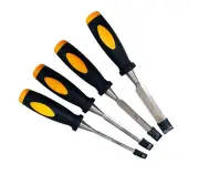 4pc Professional Carpentry Wood Chisel Set (6-10-13-18mm) with Softgrip Handle