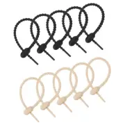20pcs Silicone Cable Ties 7 Inch Wire Zip Ties Twist Ties Black & Light Brown