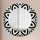 Glass Framed Wall Mirror Bathroom Room Ready to Hang black geometric ornament