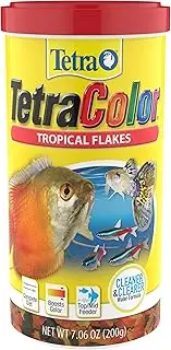 Tetra Tropical Color Flakes Fish Food for Tropical Fish, Enhances Colour and Maintains Vitality, Prebiotic Formula, Ideal for Top-Mid Feeders, 200g