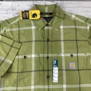 Carhartt Rugged Flex Relaxed Fit Shirt Mens Small Lightweight Short Sleeve Plaid