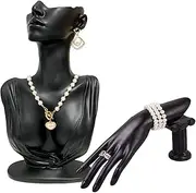 Papinimo Set of 2 Resin Jewelry Mannequin Bust Set Necklace Display Hand Mannquin Ring Holder Earring Pendant Chain Display Stand Model Holder for Shows Selling Home Decor
