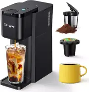 Mini Hot and Iced Coffee Maker Single Serve, for K Cup and Ground, 6 to 14 Oz Br