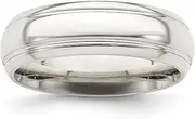 [JewelryWeb] 925 Sterling Silver Beveled Edge 6mm Polished Fancy Band Ring-Band Style-Ring for Women and Men