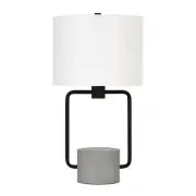 22" Black and Gray Concrete Table Lamp With White Drum Shade