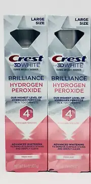 2 Crest 3D White Brilliance Hydrogen Peroxide Advanced Whitening Fresh Mint New