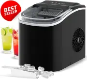 "12KG Portable Ice Maker Machine, Countertop Cube Maker, Fast Freeze, Black with