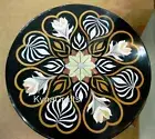 24 x 24 Inches Black Marble Coffee Table Top Handmade Entryway Table for Hotel