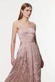 Amelia Graham Burnout Split Woven Prom Strappy Maxi Dress