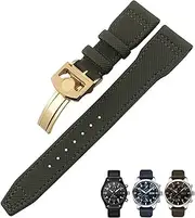 [CEKGDB] 20mm 21mm 22mm Nylon Fiber Leather Watchband Fit for IWC IW377729 IW389001 Big Pilot Watch Green Blue Black Watch Strap