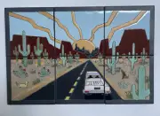 Handmade Chevy El Camino Tile Mural Desert scene Super bloom One Of A Kind