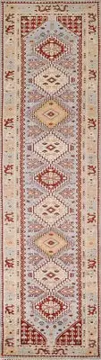 Vibrant Khootan Runner Rug Handmade Tradition Geometric Patterns Wool 3x12 ft