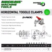 150LB Stainless Steel U-Bar Flange Base Horizontal Clamp - 5 Pack: Heavy-Duty
