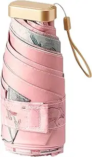[Generic] UV Protection Parasol - 5 Fold Compact Pocket Umbrella, Travel Size Sun Umbrella | Lightweight Anti-UV Umbrella for Women Girls, Bag Umbrella with Coating, Pink, riferimento alla descrizione