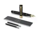 Parker Duofold Centennial Fountain Pen Classic Black & Gold Medium Pt New In Box