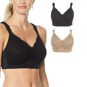Rhonda Shear 2-pack Lace Molded Cup Bra with Back Closure 764-469 , Size 2X