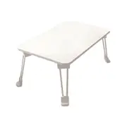 SOGA White Portable Bed Table Adjustable Folding Mini Desk with Cup Holder