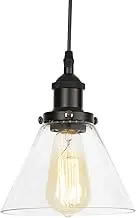 YPDTSNGV Pendant Lights American Vintage Black Chandelier Glass Shade Metal Lighting, Adjustable Cord Hanging Ceiling Lamps for Kitchen Island(C)