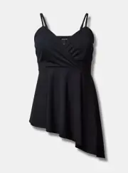 Torrid Knit Surplice Asymmetrical Peplum Cami Black Plus 0 L 12 #G20216