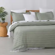 Studio Stripe Quilt Cover Sets - Sage - King Single