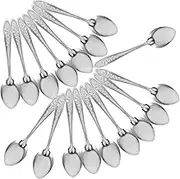 SHOWERORO 50pcs Stainless Steel Serving Spoons Long Handle Metal Spoons for Soup Coffee and Fast Food Lightweight and Compact Utensils for Office and Outdoor Activities
