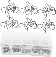 TOGEVAL 5 Sets Barbing Hook Set Freshwater Worm Hooks Tackle Accessories Fishing Bait Holder Hook Fishing Hooks Bait Holder Hooks Steel Worm Hooks Fish Bait Holder Lure Hook Plastic Black