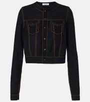 [Alaia] Alaïa Fluid cropped wool-blend jacket AU 18 blue