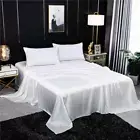 Solid Color Flat Sheet Silk BedSheet King Queen Natural Silk Super Soft Bedsheet