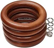 Homeelabador 45mm Wooden Curtain Hanging Ring Hooks with Eyes for 42mm Poles, Natural Oak Wood Drapery Rings, Pack of 12