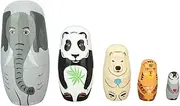 Wooden Animal Nesting Dolls Handcrafted Cute Painted Russian Nesting Dolls Toy Gift for Girls Boys Birthday Home Decor Schima Superba Material Five Layers