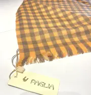 mens cashmere scarf italy, 75x28, woven on both sides, salmon orange/gray