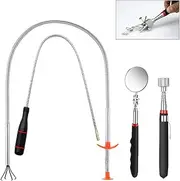 4 Pieces Telescoping Magnet Pick Up Tool Set Extendable Claw Grabber Grabber Tool Bendable Spring Telescoping Inspection Mirror
