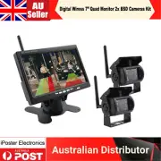 Wireless 7" Monitor +2xParking Reversing Camera Fit Bus Truck Caravan Car 12-24V