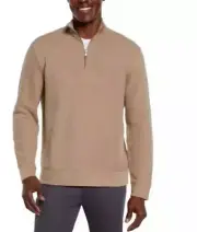 Banana Republic Men's Waffle Quarter Zip Pullover SIZE S COLOR TAN