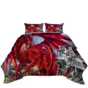 Fantasy Art Blood Lust Knight vs Red Dragon Coverlet