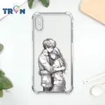 【TRON】IPHONE X/XS/XR/XS MAX 情侶深情擁抱素描系列 四角防摔殼 軟殼 手機殼