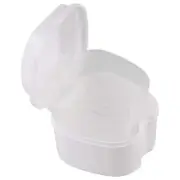 White Denture Case, Denture Cup with Strainer, Denture Bath Box False Teeth1956