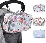 Baby Stroller Caddy Organizer for Baby Storage On The Go with Muti Pockets, Non-Slip Stroller Hooks and Adjustable Strap