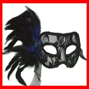 威尼斯 ( 側面孔雀羽毛 ) 蕾絲面具 面紗/眼罩/面罩 cosplay 表演 舞會 派對 整人 生日禮物【塔克】