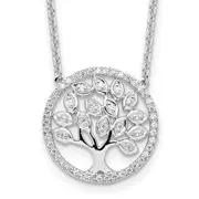 14k White Gold 1/3 Ct. Lab Grown Diamond VS/SI+ G+ 18 inch Tree of Life Necklace