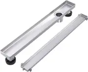 18" Linear Shower Drain Brushed Stainless Steel Tile Insert Grate Adjustable Ft